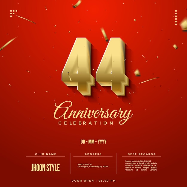 44th anniversary with attached numbers illustration