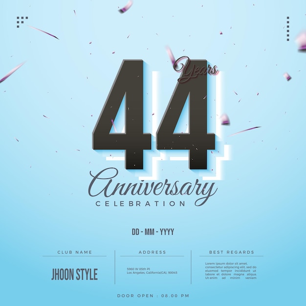 순수한 검은 숫자와 함께 44주년