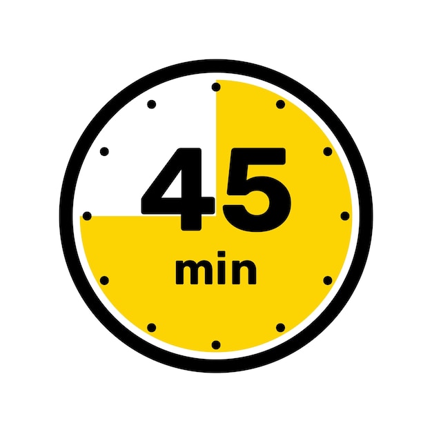 45 Minutes Analog Clock Icon white background design