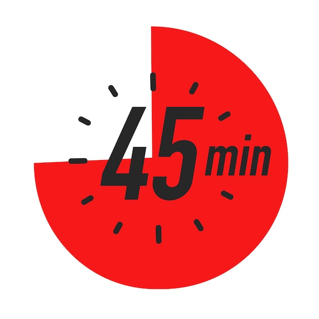 45 minutes timer symbol red color style