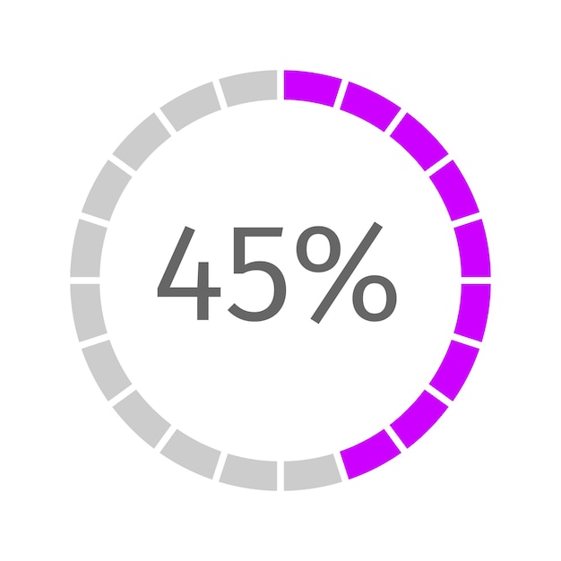 45% 塗りつぶされた丸い読み込みバー バッファリングまたはダウンロード中の進行状況アイコン