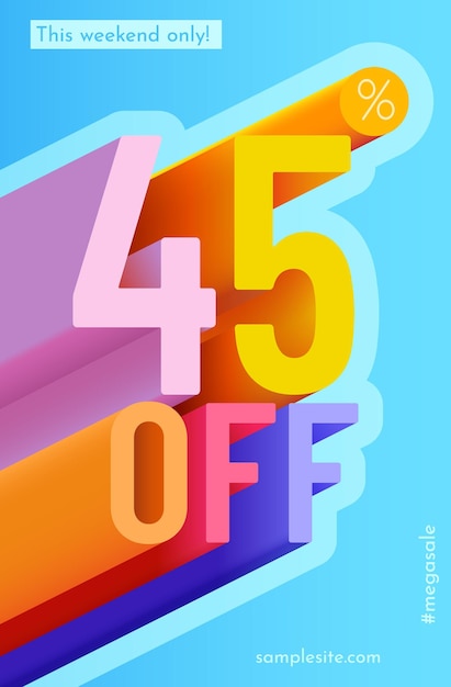 Vector 45 percent off discount creative composition mega sale