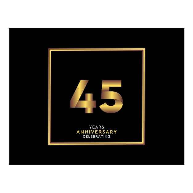 Vector 45 year anniversary with gold color square