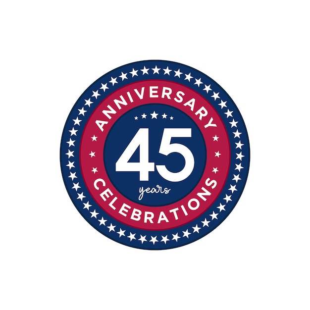 Vector 45 years anniversary anniversary template design red and blue colors with stars design for event invitation card greeting card banner poster flyer book cover and print vector eps10