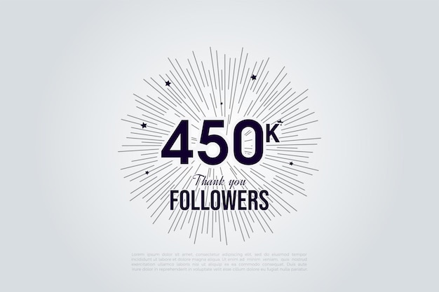 450K followers with black on white numbers