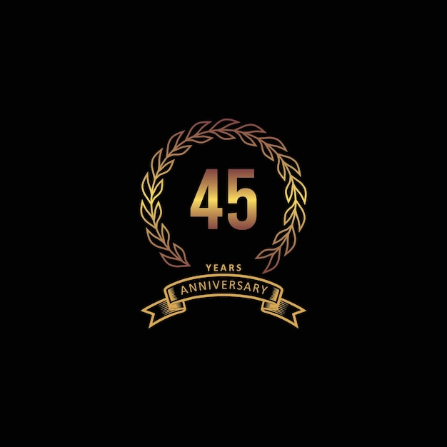 45st anniversary logo with gold and black background