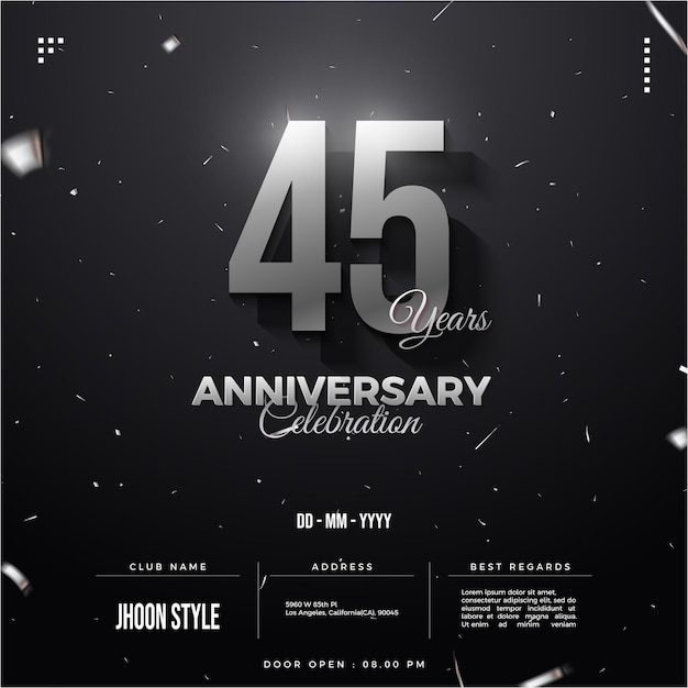 45th anniversary celebration with dark concept with light effect.