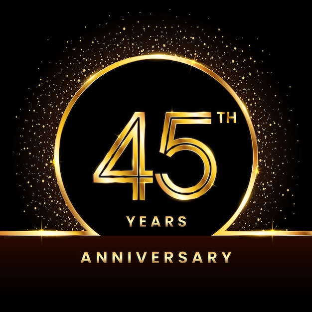 Дизайн логотипа 45-летия Logo Anniversary с двойной концепцией векторной иллюстрации