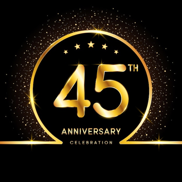 45th Anniversary Logotype Golden anniversary logo design with golden number Logo Vector Template