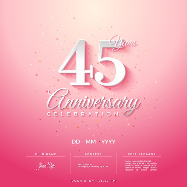 45th anniversary in pretty pink color concept.