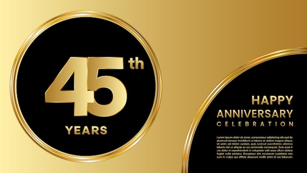 45th anniversary template design with golden numbers and pattern