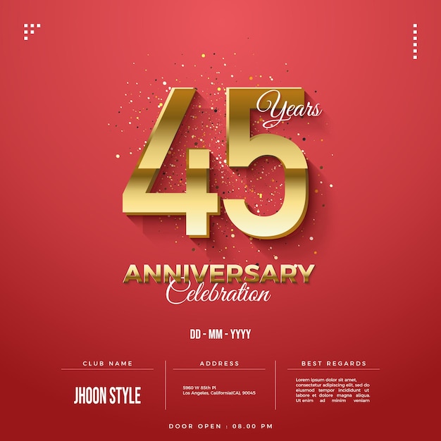 45th anniversary with the color of the number in the combination.