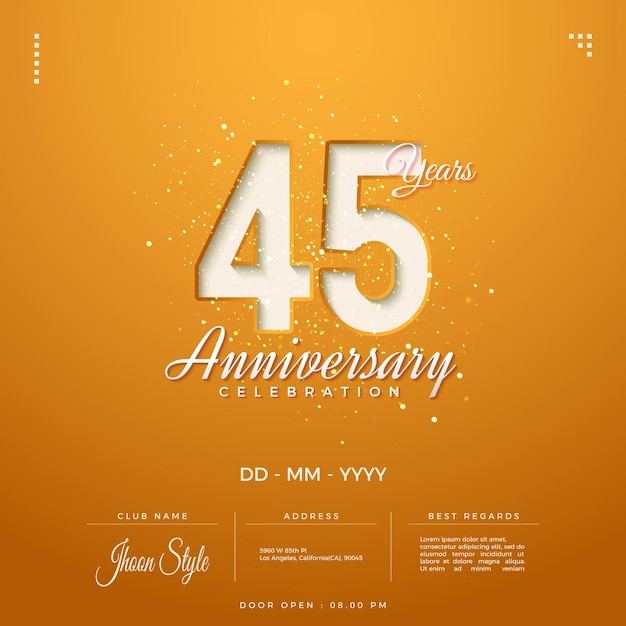 45th anniversary with simple numbers.