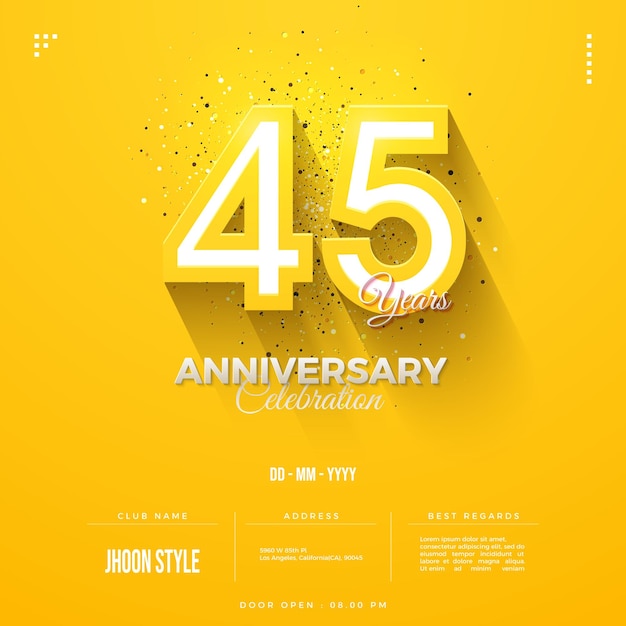 45th anniversary in yellow color concept.