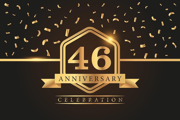 46 year anniversary celebration vector golden elements on black background abstract 