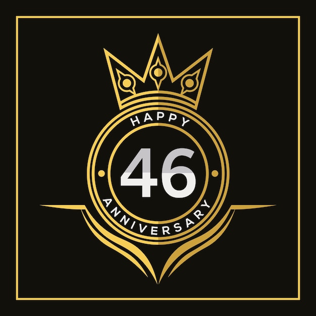 Vector 46 years anniversary design with crown  template. vector and illustration. anniversary logo.