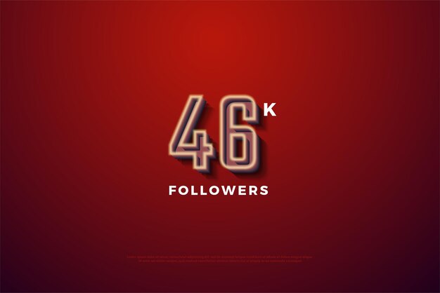 46k followers on a red background.