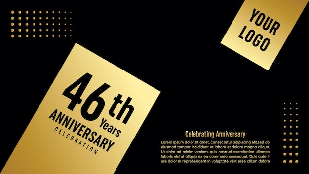 Vector 46th anniversary template design in gold color