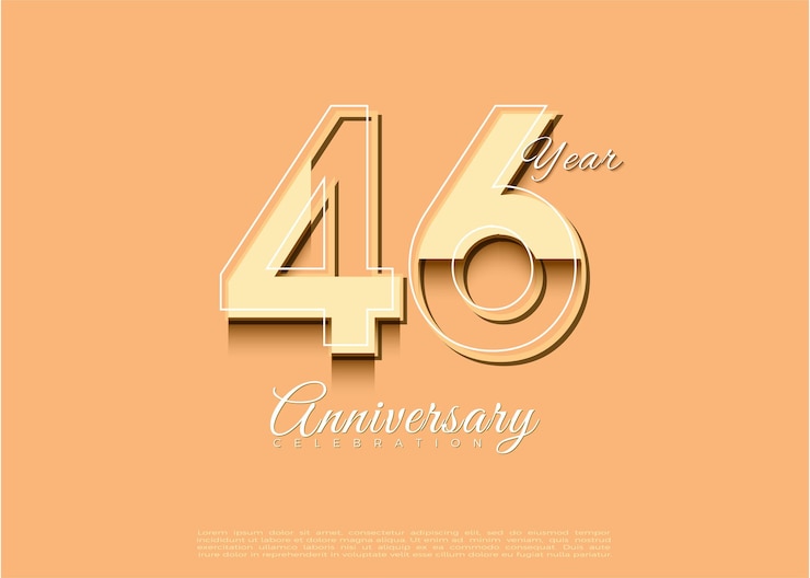 46th anniversary with a beautiful cream background vector premium design