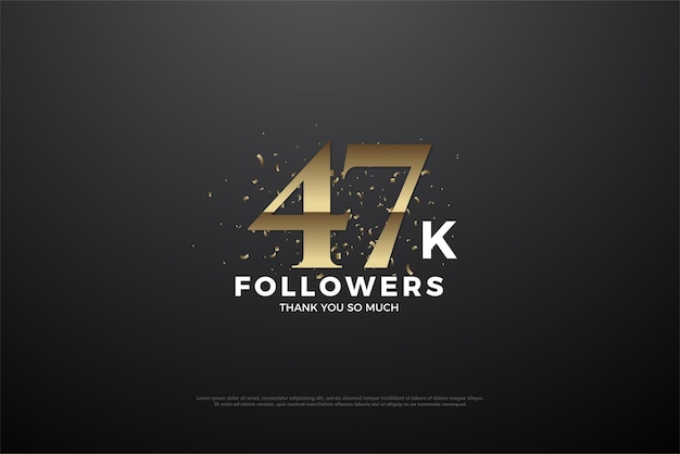 47.000 volgers banner met elegante gouden glitter hagelslag