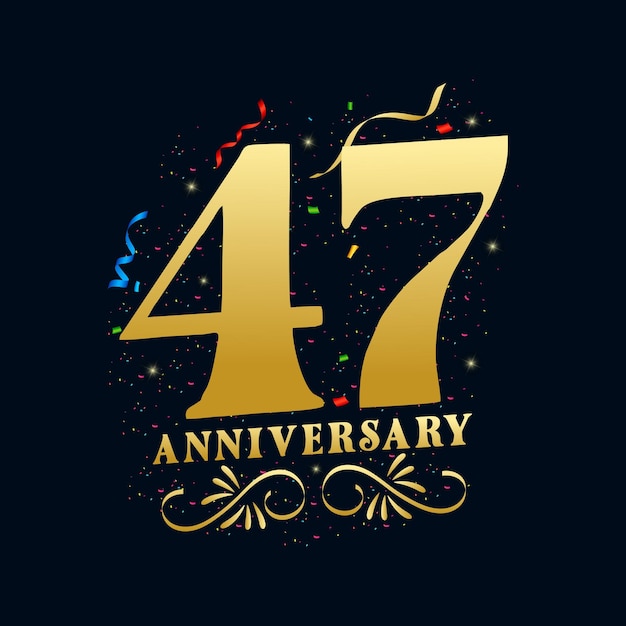 47 verjaardag luxe gouden kleur 47 jaar verjaardag viering logo ontwerpsjabloon