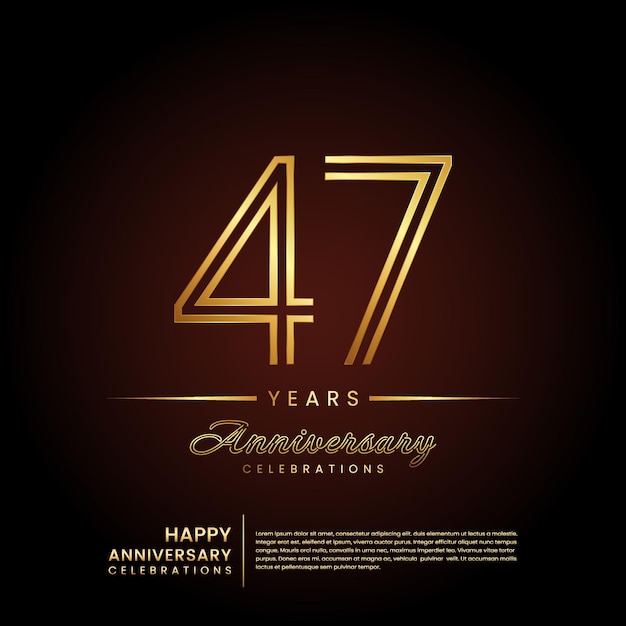 47 year anniversary template design in golden color