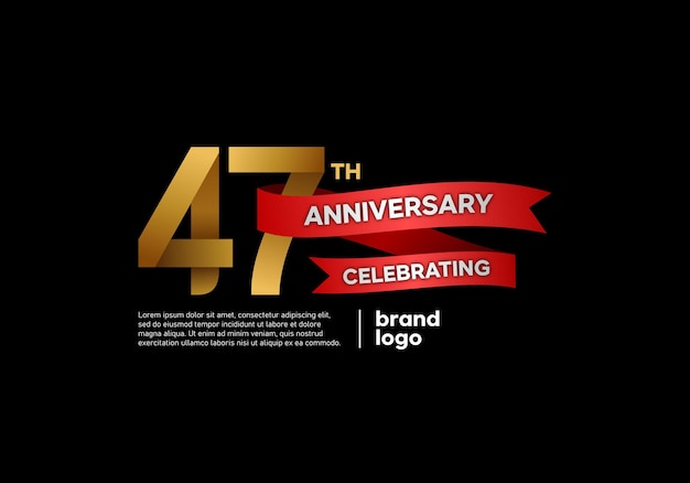 Логотип 47-летнего юбилея с золотой и красной эмблемой на черном фоне