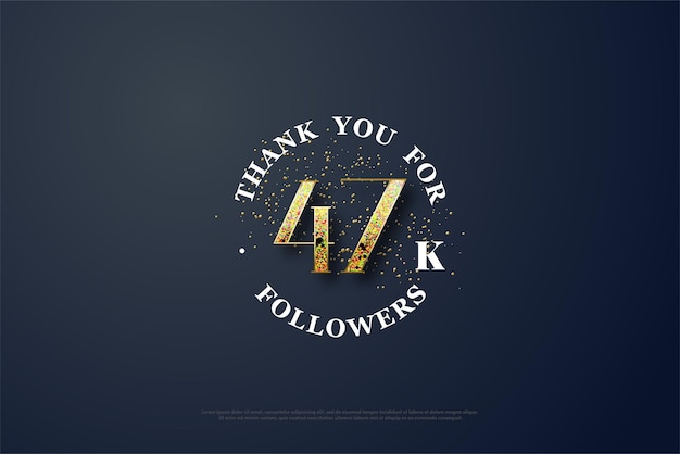 47k followers with a number illustration wrapped in elegant glitter