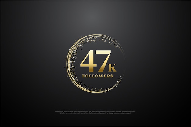 47k followers with shiny golden glitter frame