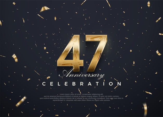 47th anniversary celebration vector 3d design with luxury and shiny gold Premium vector background for greeting and celebration