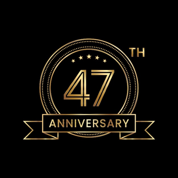 47th Anniversary emblem design with gold color for celebration event Line Art Design Logo Vector