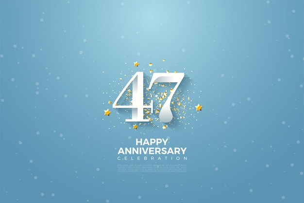 47-я годовщина с числами на небесно-голубом фоне