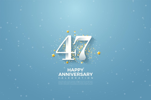 47th Anniversary with numbers on sky blue background