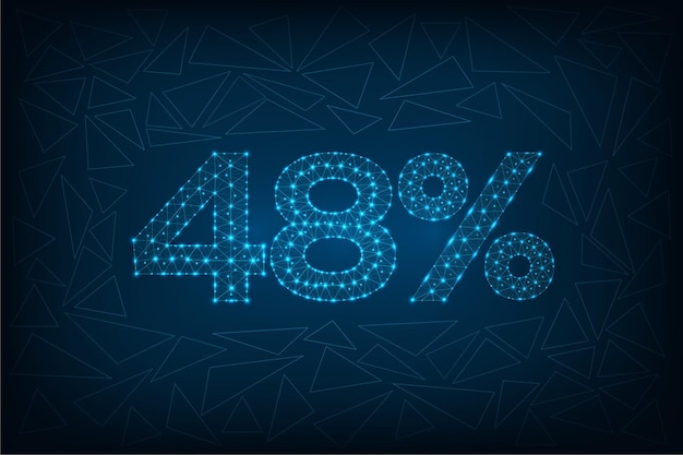 48 procent korting verkoop futuristische veelhoekige digitale wireframe verbonden stippen op blauwe achtergrond