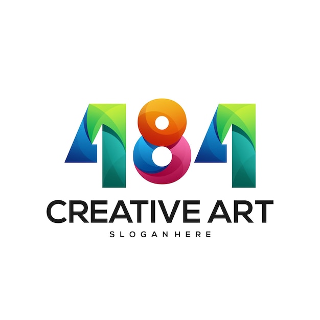 484 numero logo gradiente colorato