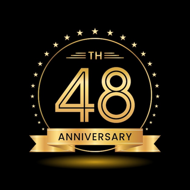 48e verjaardag logo ontwerp Gouden getal conceptontwerp Line Art stijl Logo Vector Template