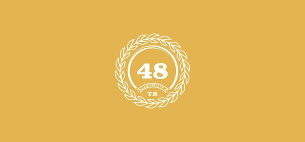 48e verjaardagslogo met ring en frame witte kleur en gouden achtergrond