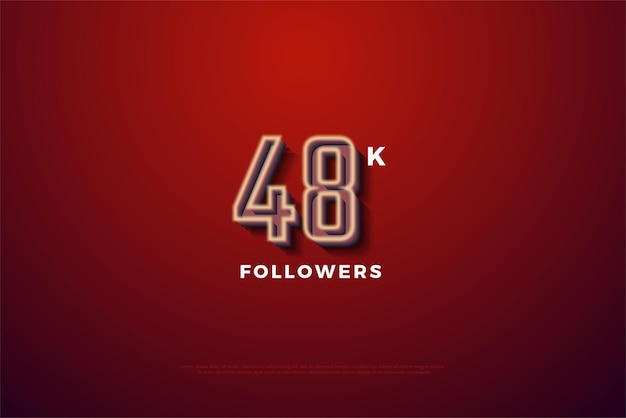 48k последователей с дизайном иллюстрации номера отверстия премиум-вектор