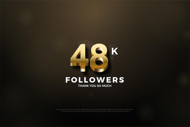 48k followers with realistic 3d numbers design premium vector