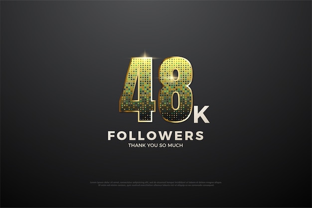 48k followers with shiny celebration numbers design premium vector