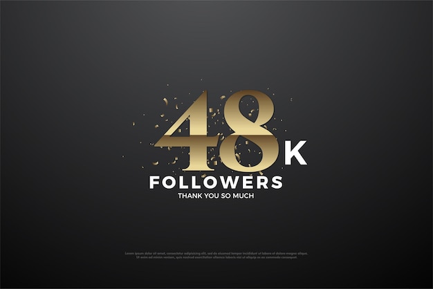 48.000 follower con un semplice vettore premium per il design di numeri piatti