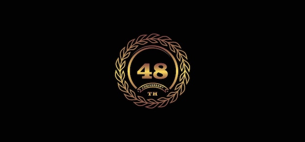 48st anniversary logo with ring and frame gold color and black background