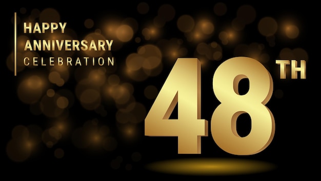 48th anniversary logo with gold color for booklets leaflets magazines brochure posters banners web invitations or greeting cards Vector illustration