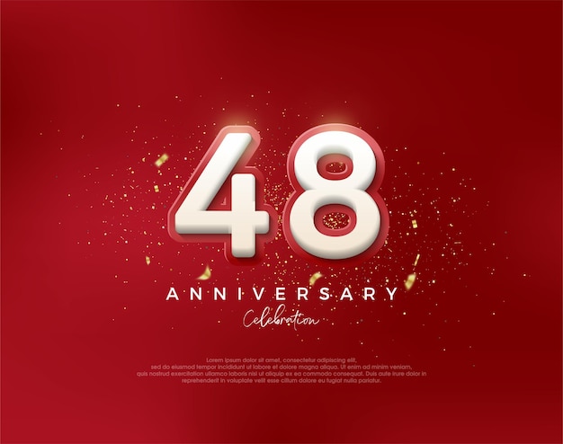 은 바탕에 3D 백색 숫자를 가진 48 주년 기념 번호 포스터 배너 축하