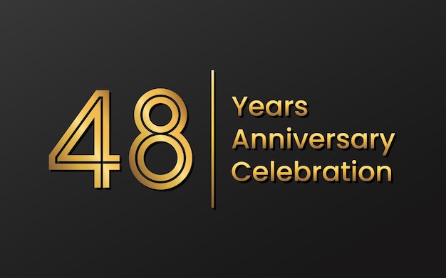 48th Anniversary template design with gold color for anniversary celebration Vector template