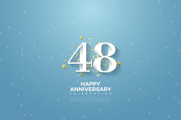48th anniversary with numbers on blue sky background