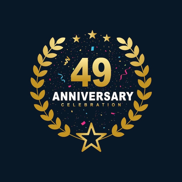 Vector 49 anniversary celebration design, luxurious golden color 49 years anniversary design.