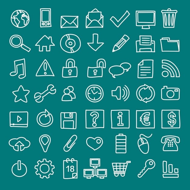 49 handdrawn web icons