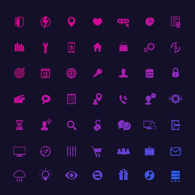 49 иконок для интернета, приложений и инфографики, универсальные, бизнес, коммерция, технологии