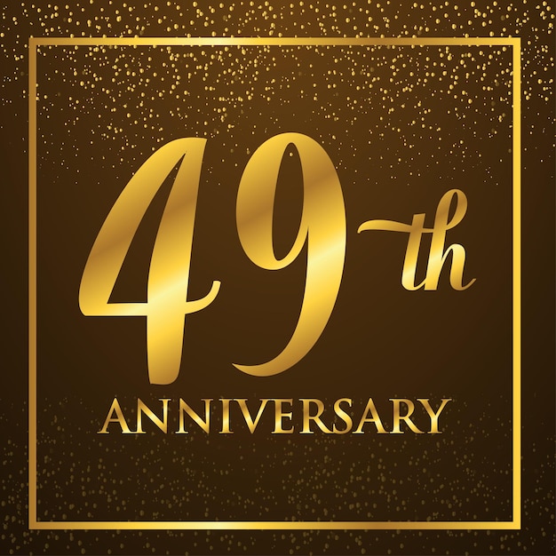 49 years anniversary logo template on gold color. celebrating golden numbers design elements